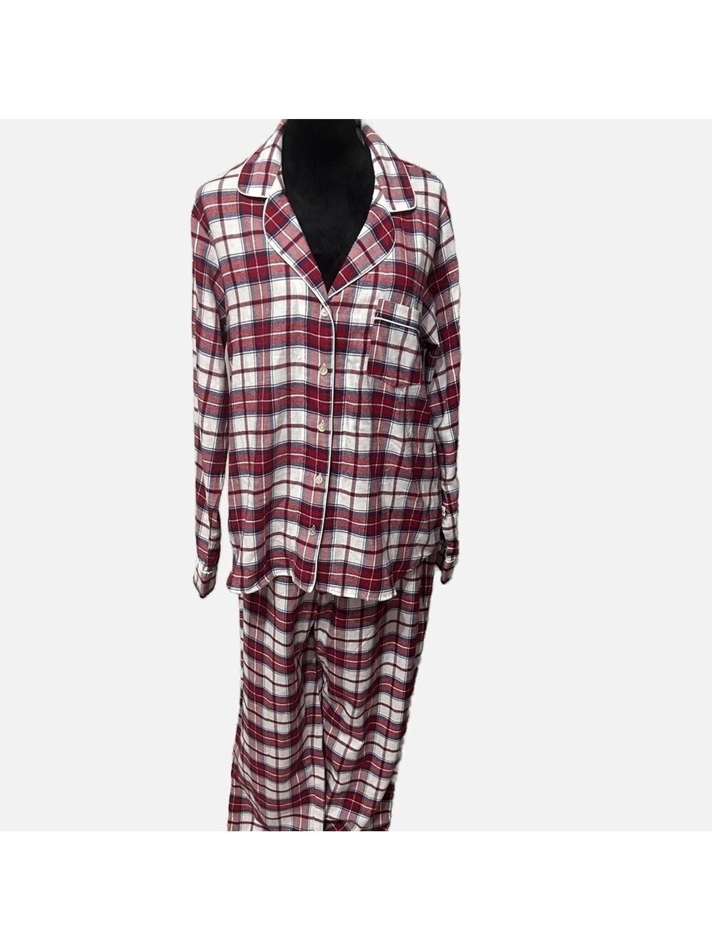 UGG Flannel Plaid Women’s Pajama Set Loungewear Christmas White and Red Check XL